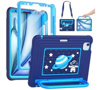 KAIJIAbox Kids Case for iPad Air 11" M4/M3/M2, Pro 11" 4th/3rd/2nd/1st Gen, Air 5th/4th - Military-Grade Drop Protection with Metal Handle/Stand, Screen Protector, Pen Holder, Shoulder Strap