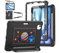 KAIJIAbox Kids Case for iPad Air 11" M4/M3/M2, Pro 11" 4th/3rd/2nd/1st Gen, Air 5th/4th - Military-Grade Drop Protection with Metal Handle/Stand, Screen Protector, Pen Holder, Shoulder Strap