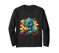 Kaiju Bubble Tea Adorable Chibi Japanese Monster Long Sleeve T-Shirt
