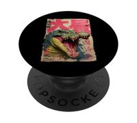 Kaiju Crocodile Monster Vintage Japanese Poster Art PopSockets Adhesive PopGrip