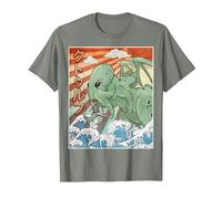 Kaiju Cthulhu Necronomicon Japanese Monster Anime Vintage T-Shirt, Men, Olive Heather, Medium
