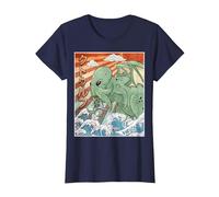 Kaiju Cthulhu Necronomicon Japanese Monster Anime Vintage T-Shirt, Women, Navy Blue, X-Large