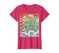 Kaiju Cthulhu Necronomicon Japanese Monster Anime Vintage T-Shirt, Women, Red Heather, Medium