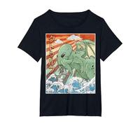 Kaiju Cthulhu Necronomicon Japanese Monster Anime Vintage T-Shirt, Women's Plus, Black, 5X