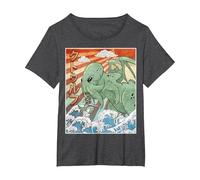 Kaiju Cthulhu Necronomicon Japanese Monster Anime Vintage T-Shirt, Women's Plus, Dark Heather Grey, 3X
