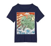 Kaiju Cthulhu Necronomicon Japanese Monster Anime Vintage T-Shirt, Women's Plus, Navy Blue, 5X