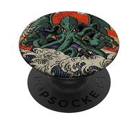 Kaiju Cthulhu Necronomicon Large Wave Off Kanagawa Kaijin PopSockets Adhesive PopGrip