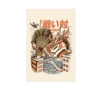 KAIJU FOOD FIGHT Canvas Poster Wall Art Decor Print Picture Paintings for Living Room Bedroom Decoration 20x30inch(50x75cm)