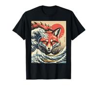 Kaiju Fox of The Waves Japanese Ukiyo-e Inspired Artwork T-Shirt
