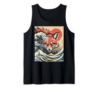 Kaiju Fox of The Waves Japanese Ukiyo-e Inspired Artwork Tank Top