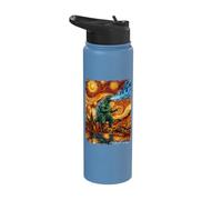 Kaiju Monster Japanese Vangogh Space Moon Planet Scene Stainless Steel Insulated Water Bottle