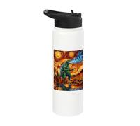 Kaiju Monster Japanese Vangogh Space Moon Planet Scene Stainless Steel Insulated Water Bottle