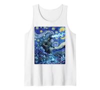 Kaiju Monster Japanese Vangogh Space Moon Planet Scene Tank Top