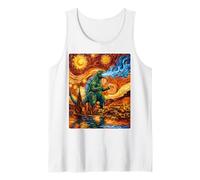 Kaiju Monster Japanese Vangogh Space Moon Planet Scene Tank Top
