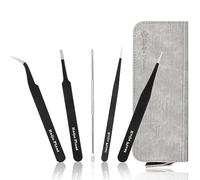Kaiju Plant Stainless Steal Tweezer Set 4 Kinds Of Tweezers + Root Hook Comes With Custom Pouch Replanting Succulent Agave Cactus Gardening DIY