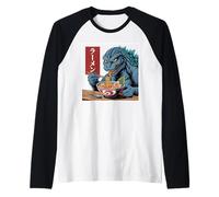 Kaiju Ramen ラーメン Monster Eating Noodle Japanese Anime Raglan Baseball Tee
