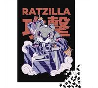 Kaiju Ratzilla Monster Adult 1000-Piece Jigsaw Puzzle, 38x26cm/1000pcs, to Return to Whenever Time Permits; White Pieces with A Smooth Surface