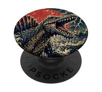 Kaiju Storm Wave Sea Monster Vintage Japanese Graphic PopSockets Adhesive PopGrip