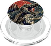 Kaiju Storm Wave Sea Monster Vintage Japanese Graphic PopSockets PopGrip for MagSafe