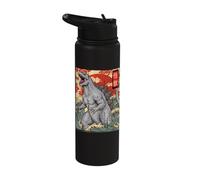 Kaiju Waves Japanese Monster Japan Poster Ukiyo-e Stainless Steel Insulated Water Bottle