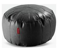 Kaikoo Moroccan Faux Leather Pouffe - Black