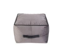 Kaikoo Velvet Stool with Contrast Piping Grey Kaikoo Grey