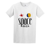 KAILANGQI Men's Round Neck T-Shirt Space Ibiza Logo Soft and Light White XL