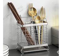 kaileyouxiangongsi 304 Stainless Steel Hanging 2 Compartments Mesh Utensil Drying Rack/Chopsticks/Spoon/Fork/Knife Drainer Basket Flatware Storage Drainer (Square)