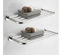 kaileyouxiangongsi Hotel Towel Racks for Bathroom Wall Mounted, 24 Inch Towel Shelf for Bathroom, 2-Tier Bathroom Towel Rack, Polished Chrome