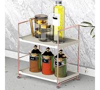 kaileyouxiangongsi Plastic/Metal Freestanding Stackable Organizer Shelf,Bathroom Countertop Storage Shelf Cosmetic Organizer Holder Kitchen Spice Rack,2-Tier Standing Rack (Rose Gold)