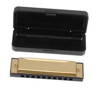 KAILIKETIY 10-hole 20-tone Blues Harmonica for Beginners and Boys and Girls, Golden Copper Plate Chromium Resin, Portable Musical Instrument to Promote Musical Abilities, Christmas