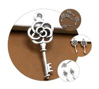 KAILIKETIY 100 Pcs Alloy Key Pendant Charms for DIY Bracelets Necklaces and Crafts Versatile Silver Accessories for Jewelry Making