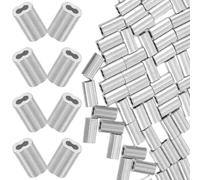 KAILIKETIY 100pcs 8-Shaped Aluminum Wire Rope Crimps Double-Hole Design Silver Cable Sleeves Resistant to Break Connecting for DIY Professionals and Enthusiasts