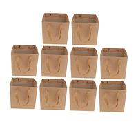 KAILIKETIY 10Pcs Kraft Paper Handbag Light Brown Flower Tote Bag Durable Pouch for Snacks Candies and Bakeries