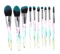 KAILIKETIY 10pcs Professional Cosmetics Makeup Brush Set, Diamond Handles Colorful Gradient, Grey Ferrules and Black-blue Synthetic Bristles, Foundation and Face Powder Tools for Everyday Beauty Use