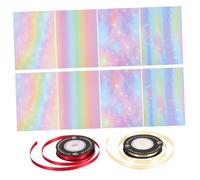 KAILIKETIY 10pcs Rainbow Gradient Wrapping Paper with Ribbons Iridescent Sky Wrap for Party Birthday Holiday Christmas and Weddings Durable Vibrant Designs for All Ages