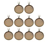 KAILIKETIY 10PCS Round Vintage Copper Bezel Pendant Trays for DIY Jewelry Making Crafts V-shaped Hanging Ring Design Ancient Cyan Color Creative Blanks for Women Pendants and Necklaces