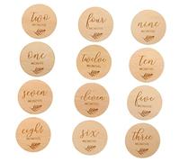 KAILIKETIY 12Pcs Double Sided Wooden Milestone Cards Photo Props for Monthly Growth Memories Safe and Durable Discs for Newborn Photography for Moms