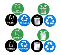 KAILIKETIY 12Pcs Self-Adhesive Waste Sorting Stickers PVC Recycling Trash Can Labels for Kitchen Home Garbage Classification Reminder and Visible from Distance