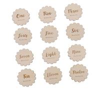 KAILIKETIY 12Pcs Wooden Growth Milestone Cards Creative Commemorative Cards for Newborn Monthly Age Tracking Recyclable Design for Memorable Photo Props
