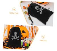 KAILIKETIY 15pcs Halloween Pirate Drawstring Bags with Skull Design Polyester Money Treat Pouches Candy Storage for Party Favors and