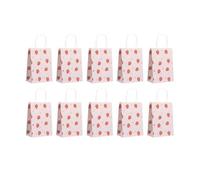 KAILIKETIY 15pcs Pink Paper Strawberry Goodie Bags with Handles Large Capacity Printed Paper Bags for Party Favour Candy Wrapping and Store Use Beautiful Strawberry Theme