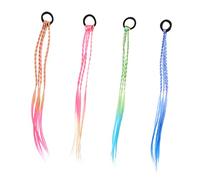 KAILIKETIY 16pcs Colorful Braided Wig Headdress for Bright Neon Ponytail Hair Extensions for Birthday Parties Festivals and Photo Props Blue Pink Green