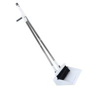 KAILIKETIY 180degree Foldable Broom and Dustpan Set Stainless Steel Broomstick with Non-Stick Bristles Elegant White Dustpan with Comb Teeth for Effortless Daily Cleaning at Home