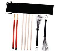 KAILIKETIY 1Set Drum Stick and Brush Includes Bamboo Drumsticks Steel Wire Brushes for Low Volume for Musicians