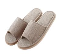 KAILIKETIY 2 Pairs Linen Slippers Summer EVA Non Slip Lightweight Cotton Linen Slip for Hotel Home Use Breathable Open Toe Design Suitable for Feet