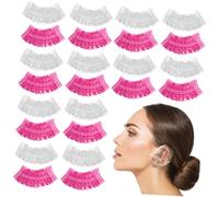 KAILIKETIY 200pcs Disposable Ear Covers for Shower and Hair Dye Elastic Ear Caps and Pink Waterproof Protectors for Hair Salon and Bathing
