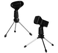 KAILIKETIY 2PCS Adjustable Microphone Tripod Stand Rotatable Holder Stable Desktop Mic Bracket for Podcasting Recording and Live Streaming