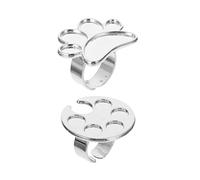 KAILIKETIY 2pcs Adjustable Nail Art Palette Rings with 5 Wells and Footprint Design Mini Manicure Mixing Tray for Nail Polish Holder and Home Use
