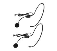 KAILIKETIY 2pcs Black Wired Headset Microphones Condenser Mic for Voice Amplifier Vocal Mic Over-ear Design Suitable for Lectures Singing Teaching